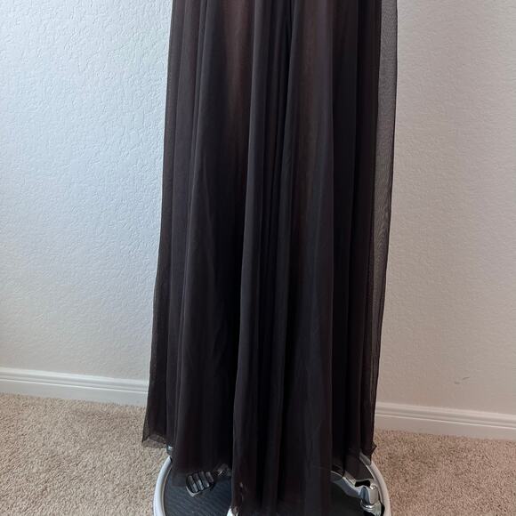 Badgley Mischka Strapless Cocktail Dress Evening Gown Chocolate Brown Tulle - Picture 3 of 15